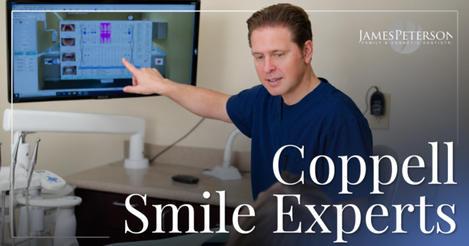 Dentist pointing to screen